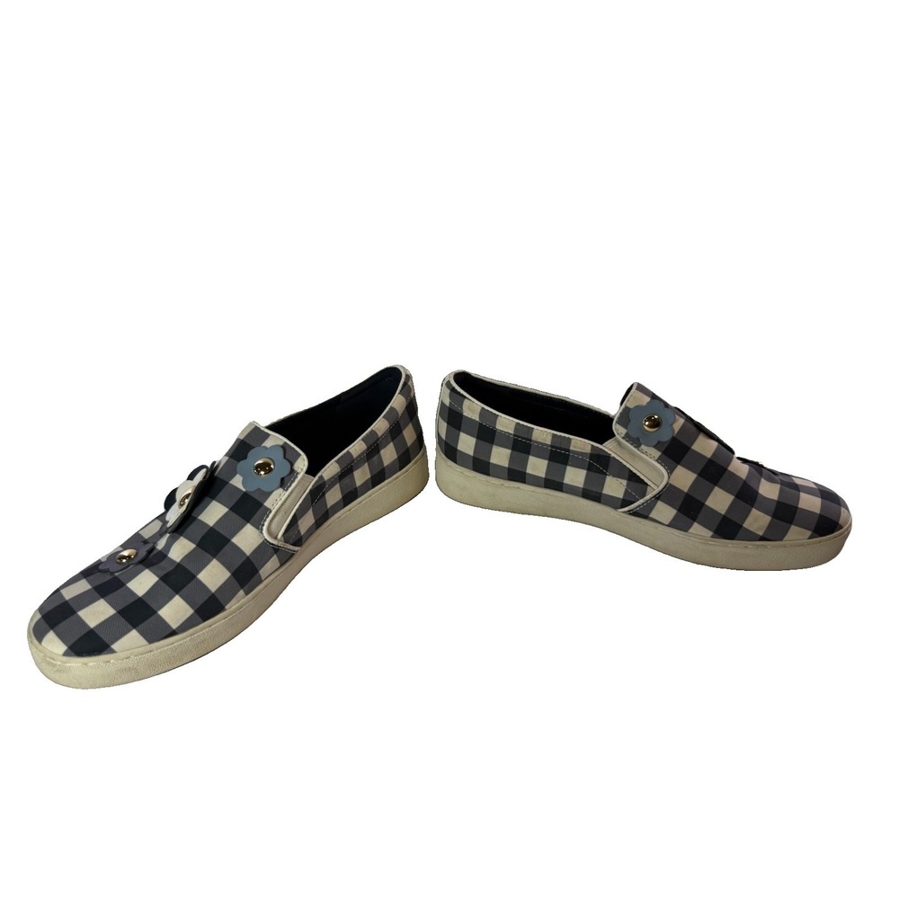 Michael Kors Keaton 3D Floral Gingham Slip On Sneakers Size 10 Blue Cottagecore - Picture 5 of 9
